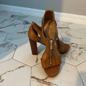 Franco Sarto Brown Zippered High Heels Sandals Size 8